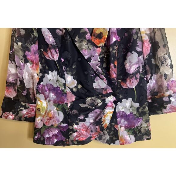 Alex Evenings Floral Print, Sheer 3/4 Length Sleeves, Formal Blazer Size Small - Picture 2 of 7